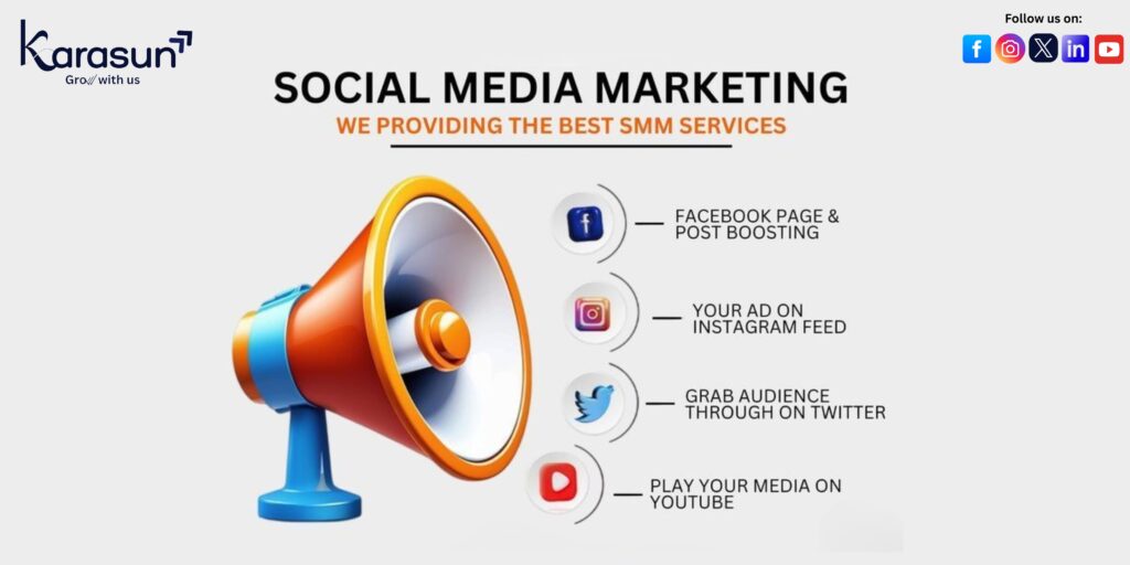 Boost your business value online with leading Social Media Marketing Services in Noida as well as all India! Karasun offer expert SEO, PPC, Social Media Marketing & more for ultimate growth.